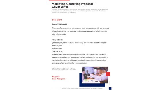 Marketing Consulting Proposal Cover Letter One Pager Sample Example Document