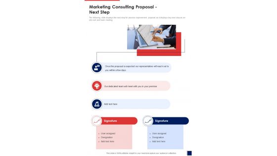 Marketing Consulting Proposal Next Step One Pager Sample Example Document