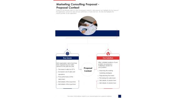 Marketing Consulting Proposal Proposal Context One Pager Sample Example Document