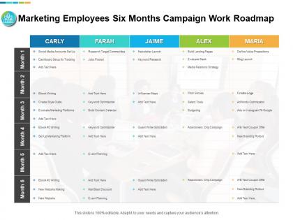Marketing employees six months campaign work roadmap
