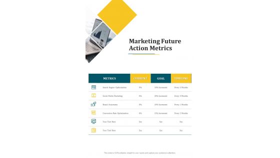 Marketing Future Action Metrics One Pager Sample Example Document