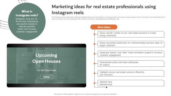 Marketing Ideas For Real Estate Professionals Using Online And Offline Marketing Strategies MKT SS V