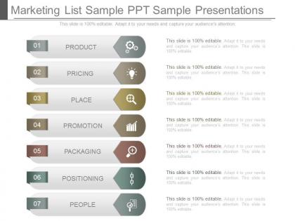 Marketing list sample ppt sample presentations
