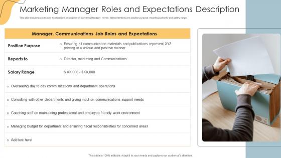 Marketing Manager Roles And Expectations Description