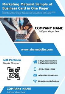 Marketing material sample of business card in one pager presentation report infographic ppt pdf document
