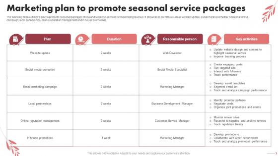Marketing Plan To Promote Seasonal Service Spa Marketing Plan To Increase Bookings And Maximize