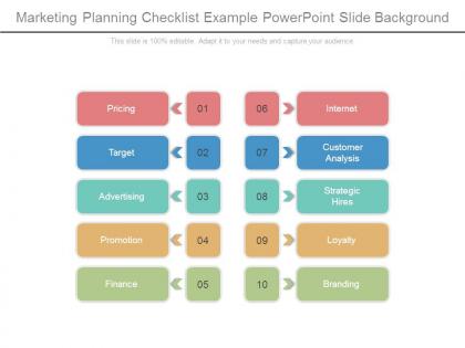 Marketing planning checklist example powerpoint slide background