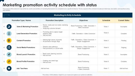 Marketing Promotion Activity Schedule With Status
