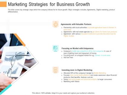 Marketing strategies for business growth investment generate funds through spot market investment