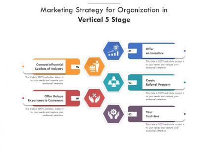 Marketing strategy for organization in vertical 5 stage