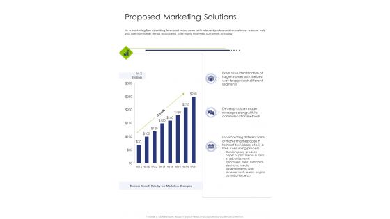 Marketing Strategy Proposed Marketing Solutions One Pager Sample Example Document