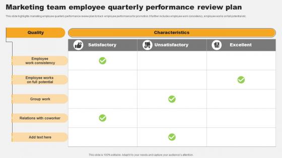 Marketing Team Employee Quarterly Performance Review Plan