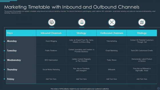Marketing Timetable With Inbound And Outbound Channels