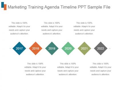 Marketing training agenda timeline ppt sample file