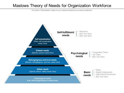 Maslows theory of needs for organization workforce