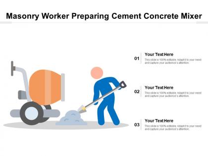 Masonry worker preparing cement concrete mixer