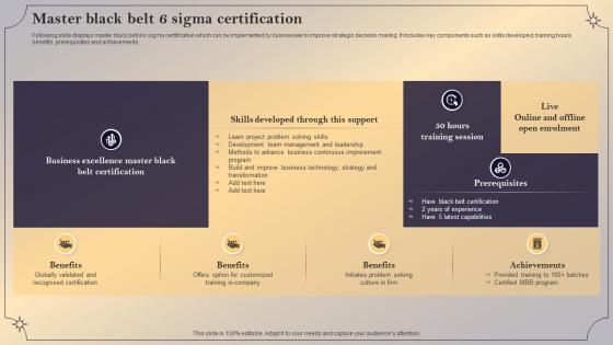 Master Black Belt 6 Sigma Certification