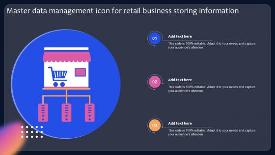 Master Data Management Icon For Retail Business Storing Information