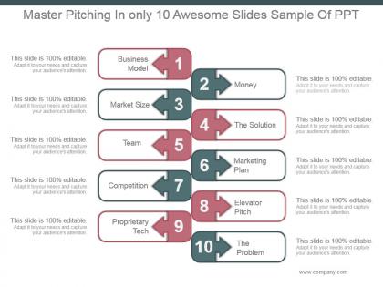 Master pitching in only 10 awesome slides sample of ppt