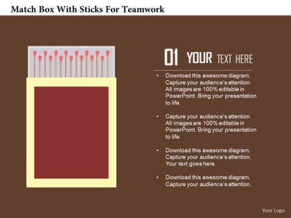 Match box with sticks for teamwork flat powerpoint design