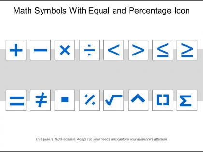 Math symbols with equal and percentage icon