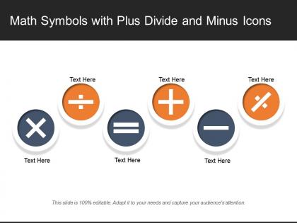 Math symbols with plus divide and minus icons