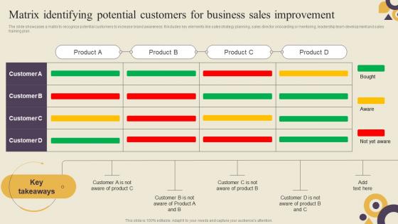 Matrix Identifying Potential Customers For Business Identifying Sales Improvement Areas