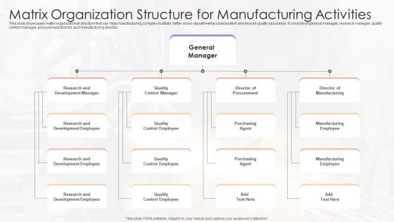 Matrix Organization Structure For Manufacturing Activities