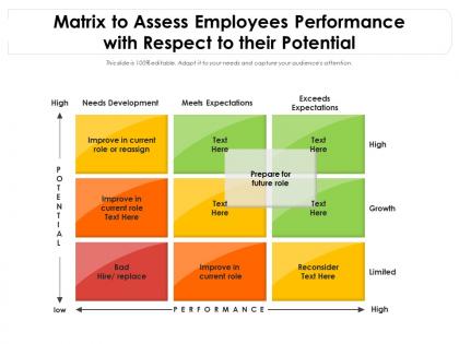 Matrix to assess employees performance with respect to their potential