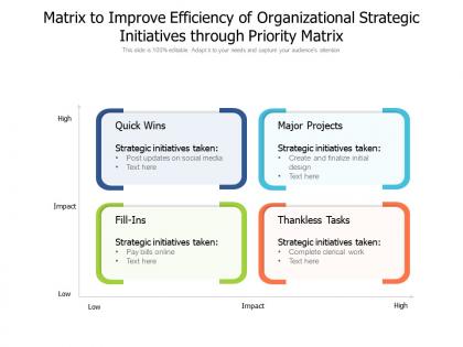 Matrix to improve efficiency of organizational strategic initiatives through priority matrix