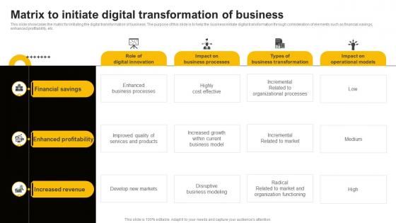 Matrix To Initiate Digital Transformation Of Business