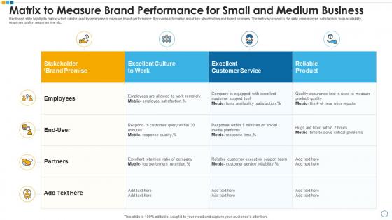 Matrix to measure brand performance for small and medium business
