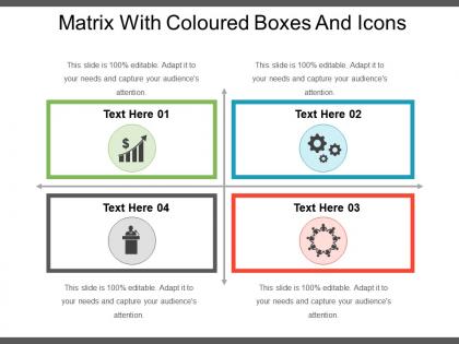 Matrix with coloured boxes and icons