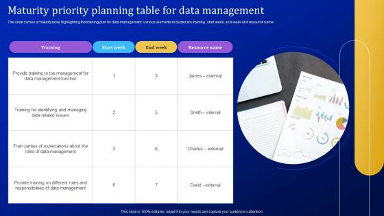 Maturity Priority Planning Table For Data Management