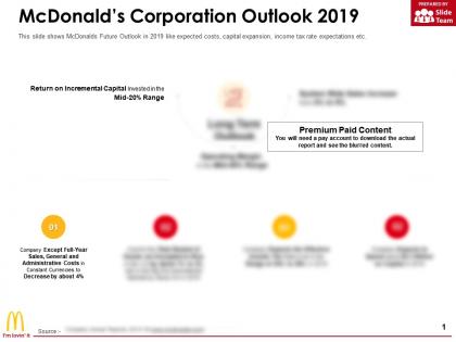 Mcdonalds corporation outlook 2019