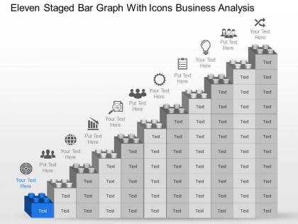 Md eleven staged bar graph with icons business analysis powerpoint template slide