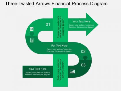 Md three twisted arrows financial process diagram flat powerpoint design