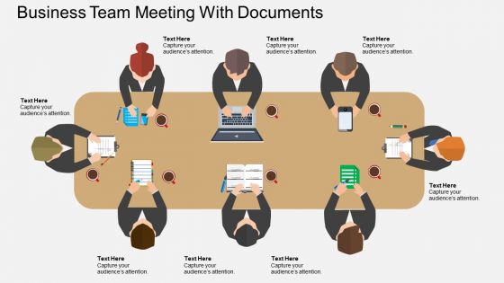Me business team meeting with documents flat powerpoint design