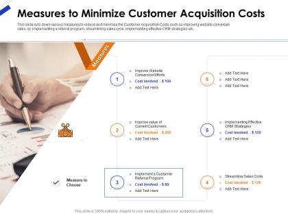 Measures to minimize customer acquisition costs ppt presentation gallery