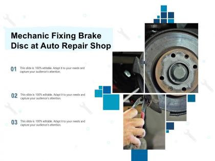 Mechanic fixing brake disc at auto repair shop
