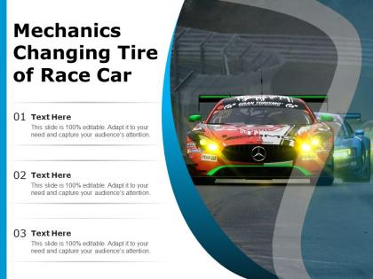 Mechanics changing tire of race car