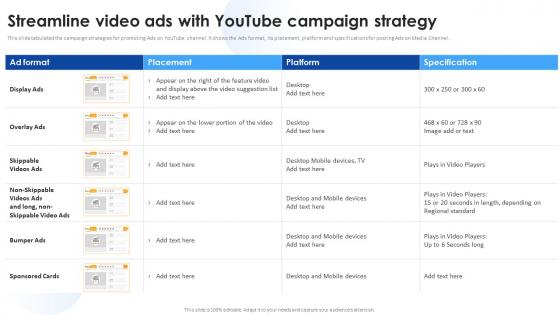 Media Marketing Streamline Video Ads With YouTube Campaign Strategy Ppt Show Example