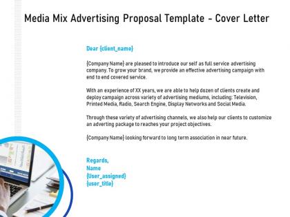 Media mix advertising proposal template cover letter ppt powerpoint presentation inspiration portfolio