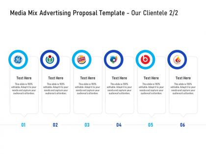Media mix advertising proposal template our clientele ppt powerpoint presentation slides files
