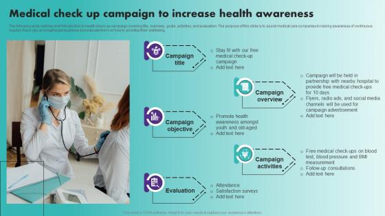 Medical Check Up Campaign To Increase Health Strategic Healthcare Marketing Plan Strategy SS
