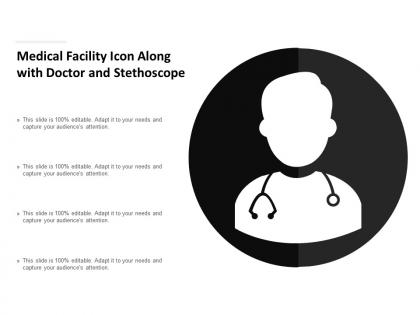 Medical facility icon along with doctor and stethoscope