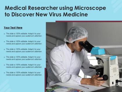 Medical researcher using microscope to discover new virus medicine