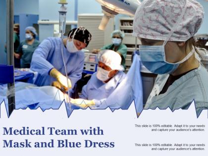 Medical team with mask and blue dress