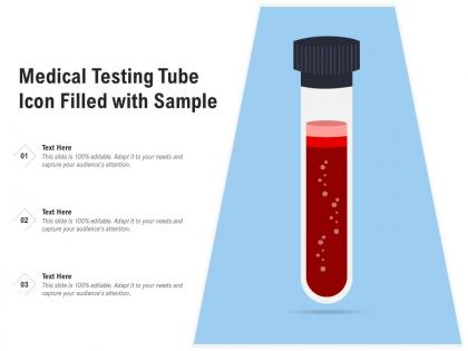 Medical testing tube icon filled with sample
