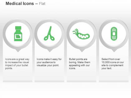 Medicine bottle band aid treatment scissor ppt icons graphics